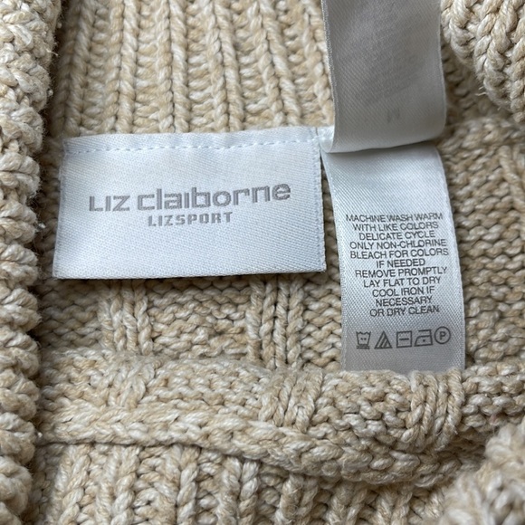 𝅺LIZ CLAIBORNE SPORT Medium Cable Knit Long Sleeve Cowl Neck Sweater - Picture 8 of 8
